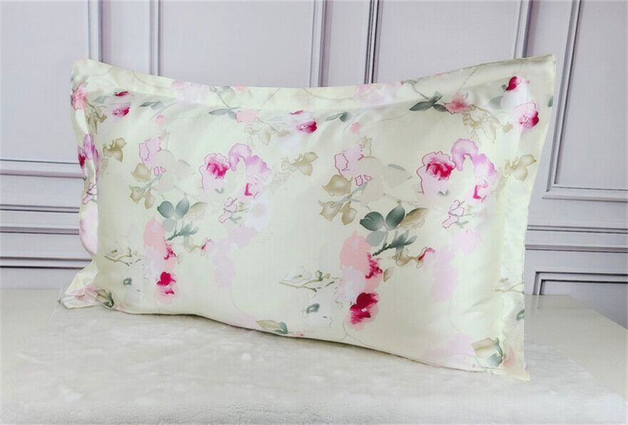 Mulberry Silk Pillowcase 25 Momme Floral Design Luxury Sleep Comfortable Smooth