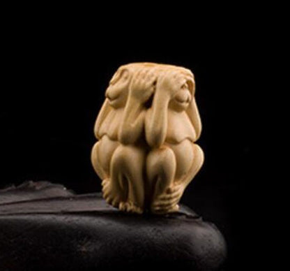 Wood Carving Pendant Don't Listen Don't Ask Don't Listen Monkey Pendant
