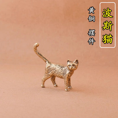 Solid Brass Kitten Cute Copper Cat Retro Copper Cat Tea Pet Animal Ornament
