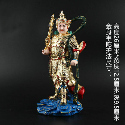 26cm Resin WeiTuo Bodhisattva Buddha Statue Fengshui Buddhism Blessing Decor