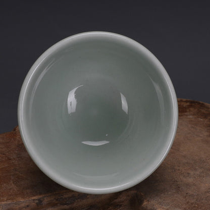 3.2" China antique the Qing dynasty Buddha statue scripture Small tea cup