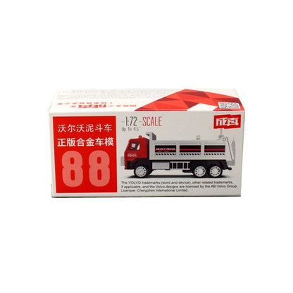 1:72 Diecast Volvo Dump Truck Metal Car Model Toy Pull Back Door Open Gift
