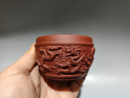 Chinese Yixing Zisha Clay Handmade Exquisite Dragon Pattern Cups