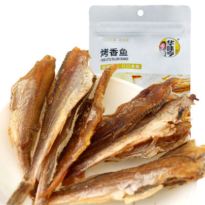 华味亨烤香鱼 Chinese Snacks Huaweiheng Crisp Little Yellow Croaker 50g x 5 Bags