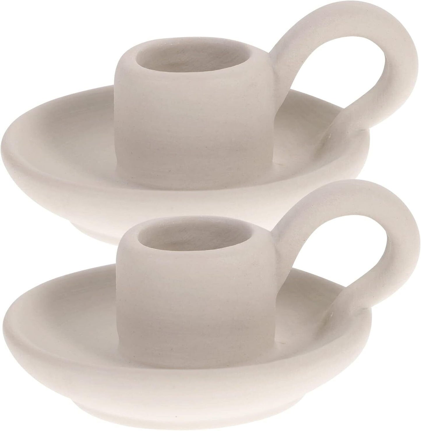 Ceramic Candle Holder with Handle Nordic Style Candle Stand Desktop 2 Pieces