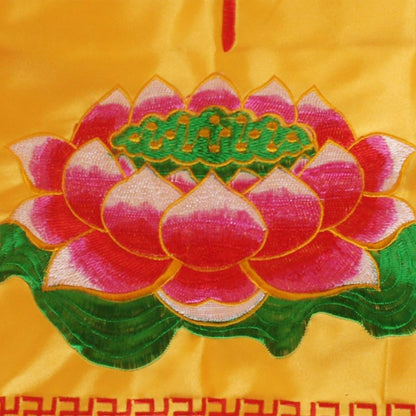 Buddhist Lotus Embroidery Scripture Cover Cloth 32x36cm Yellow Altar Fabric