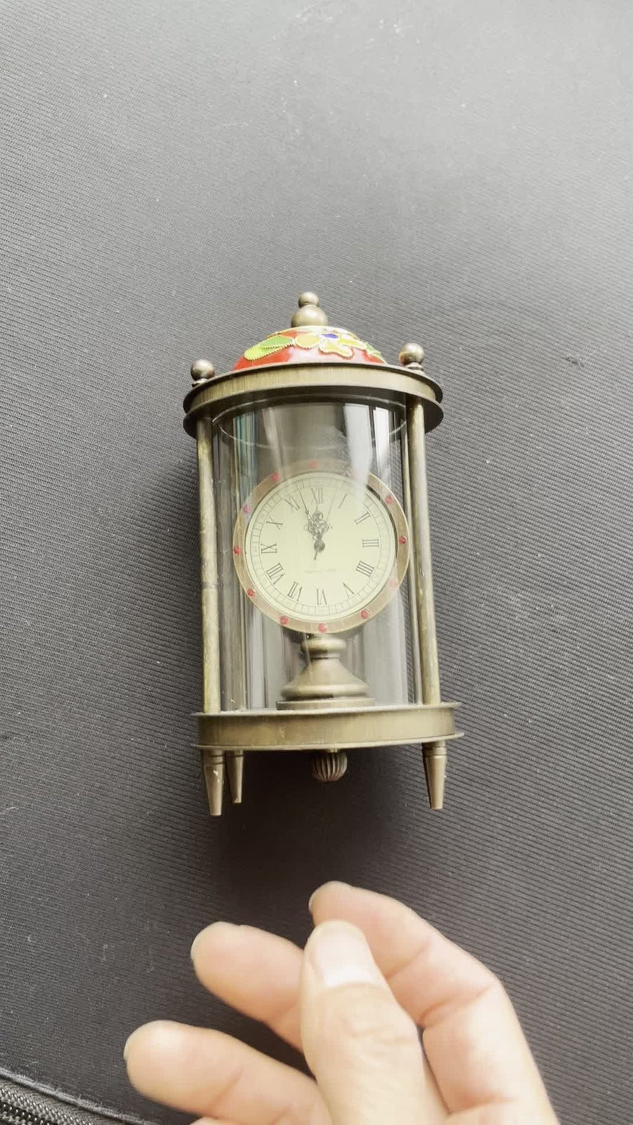 Chinese Lion Brass Retro Disc Mechanical Clock Crafts Collectible Decor
