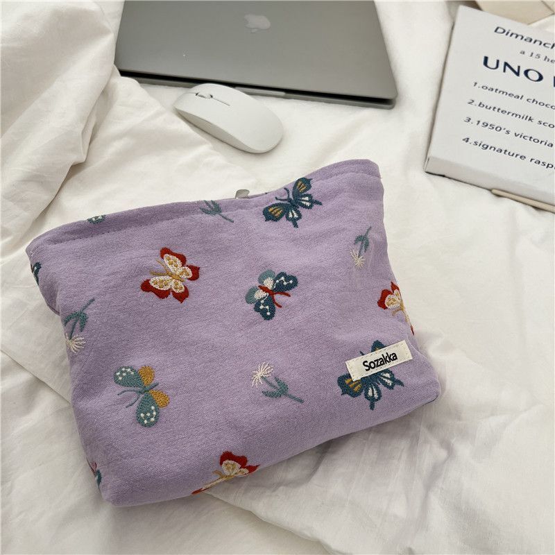 1PC Butterfly Embroidered Cosmetic Bag Travel Cosmetic Pouch Make Up Storage Bag