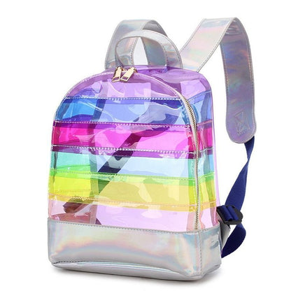 Backpack Colorful Stripes Plastic Transparent Bags Traveling Purse 31*25*11 CM