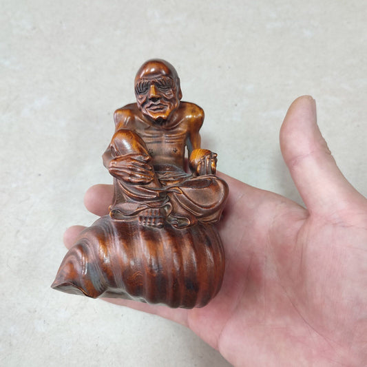 vintage wooden ornaments chinese boxwood carving figure home decor buddha statue