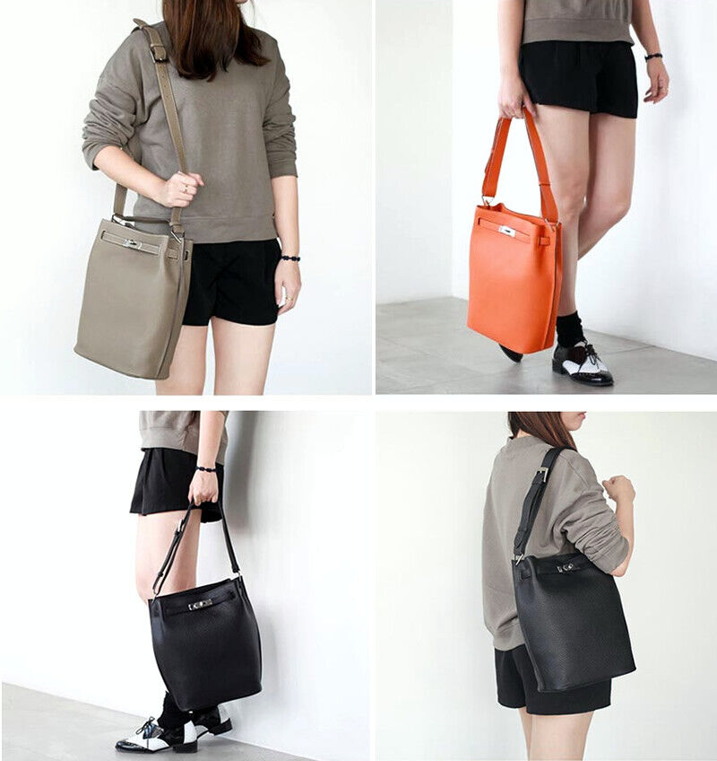 Real Leather Drawstring Bucket Tote Shoulder Bag Purse Handbag Crossbody Fashion