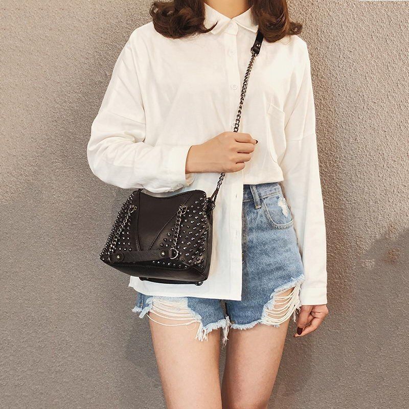 Shoulder Bag Small Purse Women Handbag Punk Synthetic Leather Messenger Purse