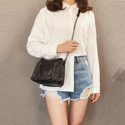 Shoulder Bag Small Purse Women Handbag Punk Synthetic Leather Messenger Purse