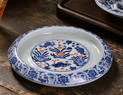 Jingdezhen Craft Porcelain Holder For Tea Pot / Gaiwan Ceramic Base Rack For Lid
