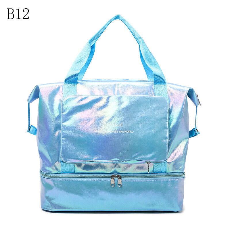 Pearlescent Folding Travel Shoulder Bag Waterproof Handbag Dry Wet Separation