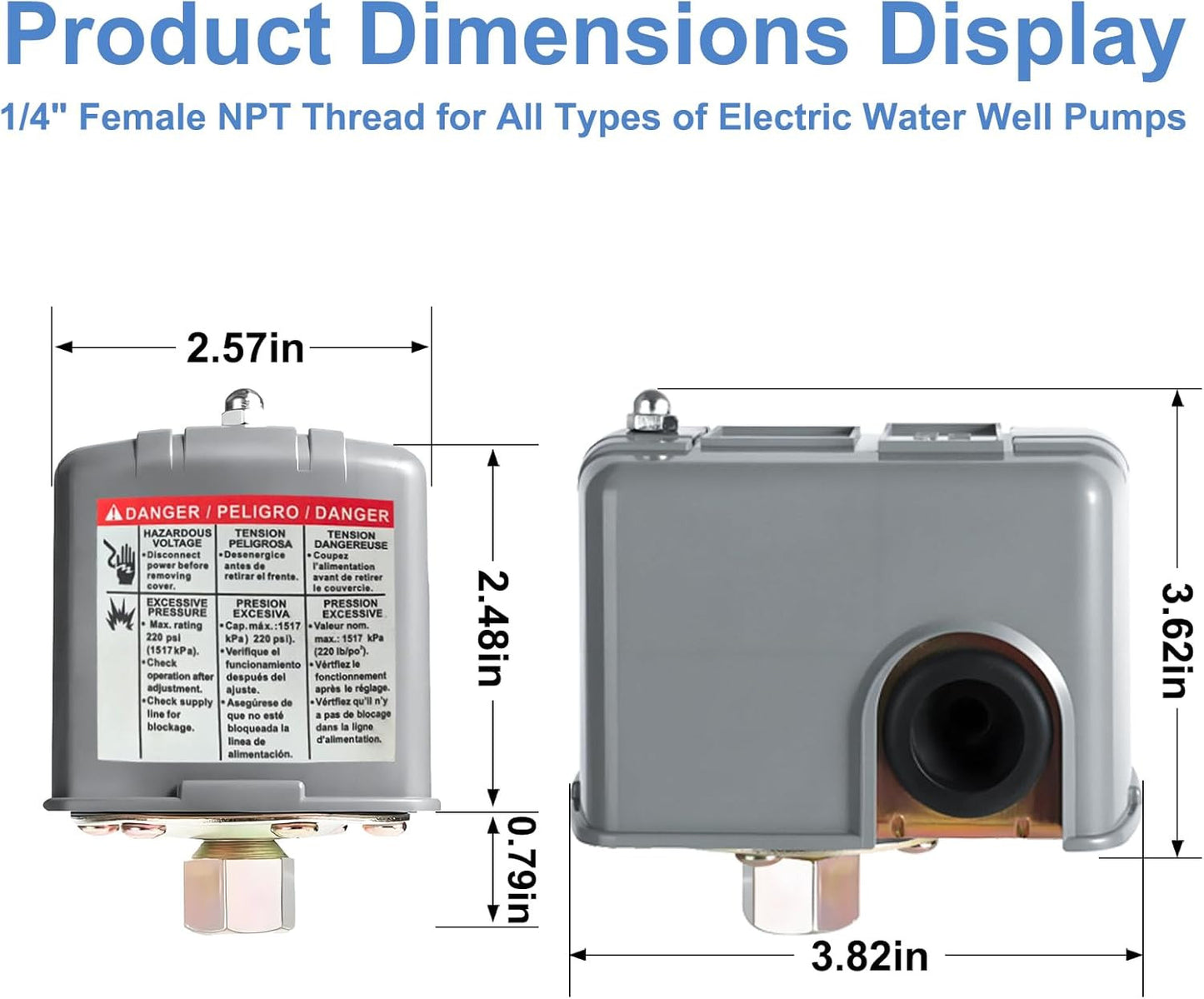 Water Pressure Switch 30-50 PSI Well Pump Pressure Switch Auto Electrical Contro