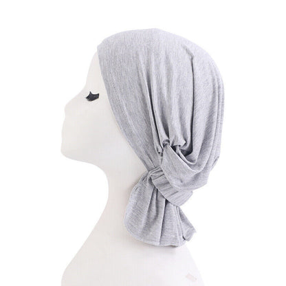 Womens Hair Loss Wrap Cancer Chemo Cap Solid Muslim Turban Hijab Hat Head Cover