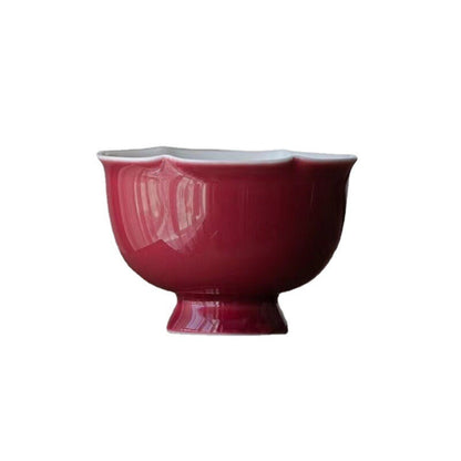 NEW Carmine Red Ceramic Tea Set Handmade Flower Master Cup Goddess Flower