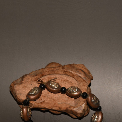Vintage Red Copper Gold Plated 18 Arhat Bracelet 0.71×0.47in 87g Double Face