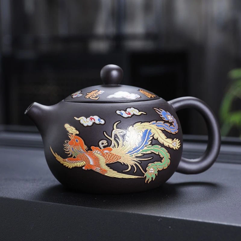 Retro Color Changing Purple Clay Teapot Household Xishi Pot Kung Fu Tea Set