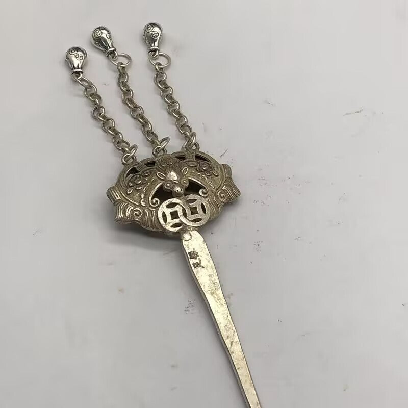 Collection of Ancient Chinese Silver Handcrafted Bat Hairpin Hair Accessories