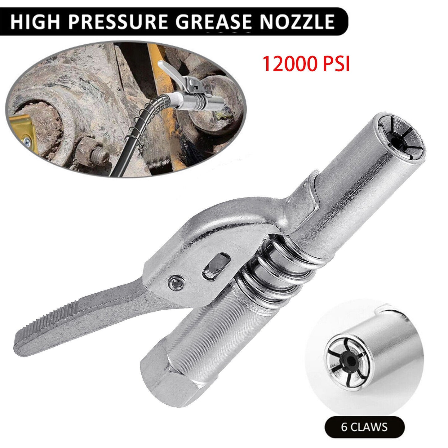 2Pcs 12000PSI High Pressure Grease Coupler Nozzle Pump Oil Injection Nozzles