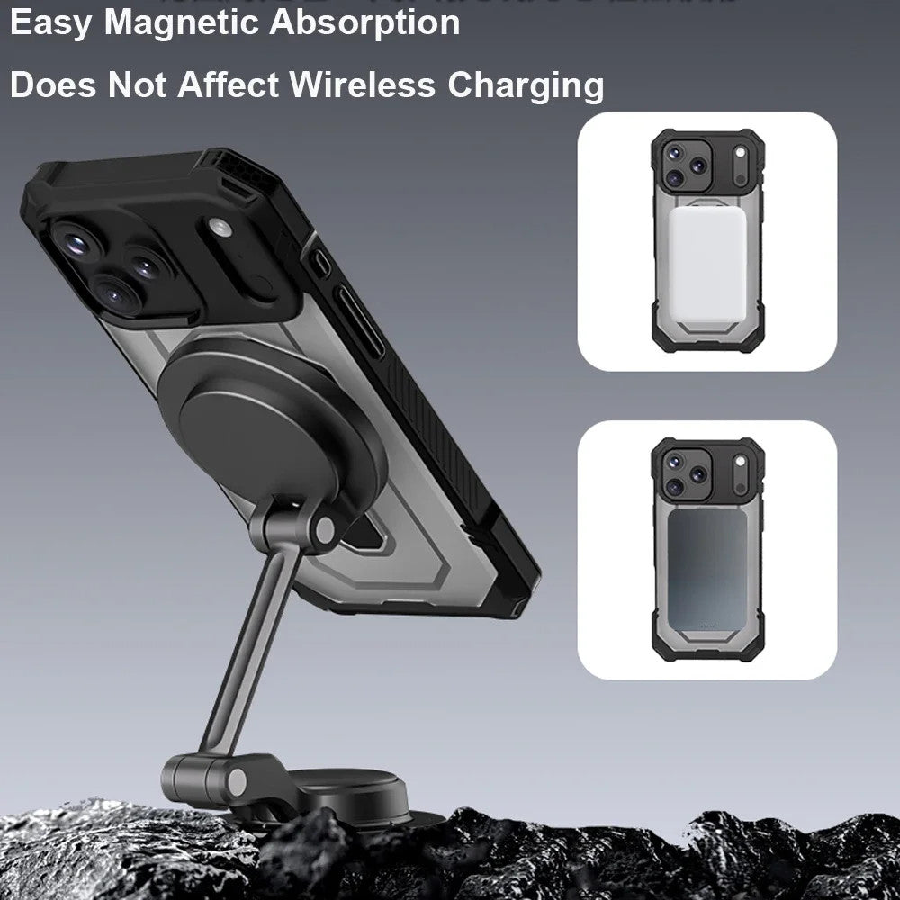 iPhone 17 Pro Max Magnetic Case with Invisible Metal Stand,Matte Bumper Cover