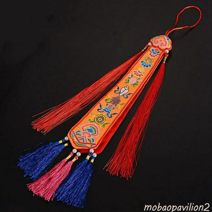 58cm Buddhism Prayer Flags Eight Auspicious Pattern Wall Hang Tambourine Banner