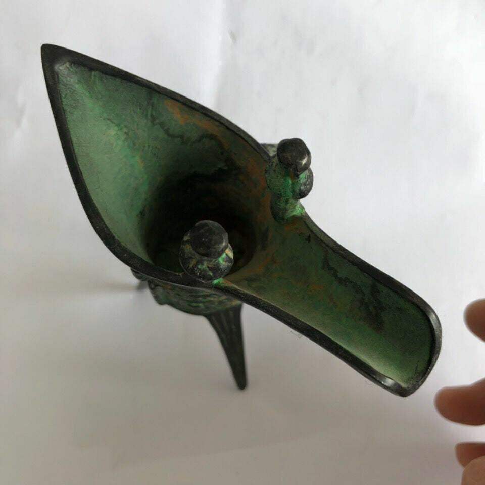 Chinese Antique Collection Qin Dynasty Bronze Sculpture Wine Glass