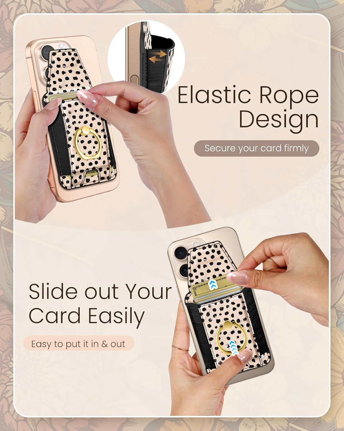 Compatible with Magsafe Wallet with Ring Grip Magnetic Card Holder - Cute Phone