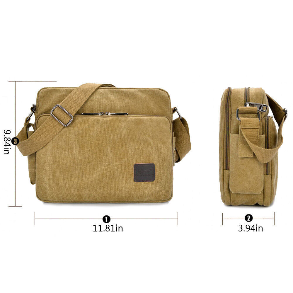 Men Vintage Military Canvas Crossbody Bag School Satchel Messenger Shoulder Bags