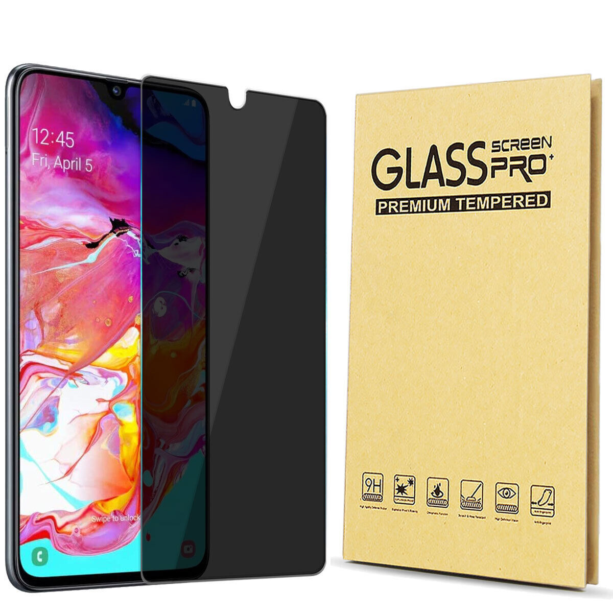 For Samsung Galaxy A70 Privacy Glossy Tempered Glass Anti-Spy Screen Protector