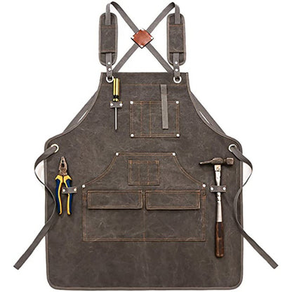 Multi-Pocket Canvas Apron Fits Woodworker Aprons, Mechanic & DIY Enthusiast