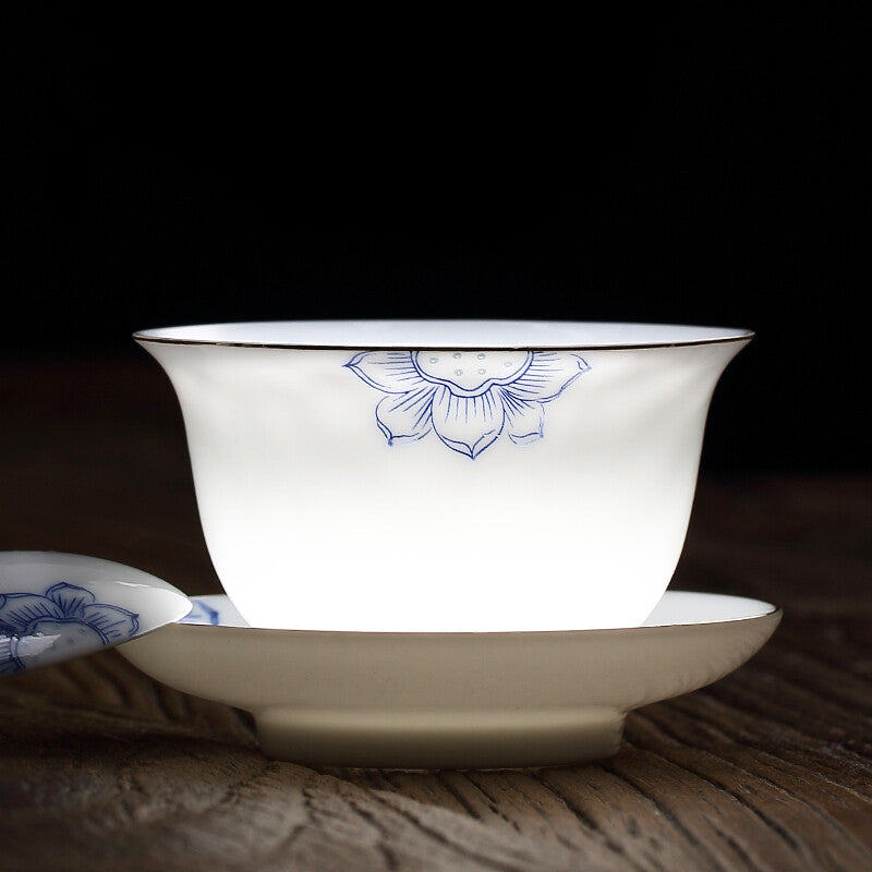 170ml Chinese Jingdezhen Porcelain Gaiwan Ceramic Tureen Thin Glaze Tea Bowl Lid