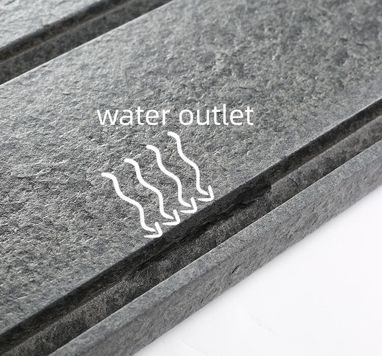 Multi Size Black Stone Tea Tray Simple Pattern Water Draining Tea Boat On Sales