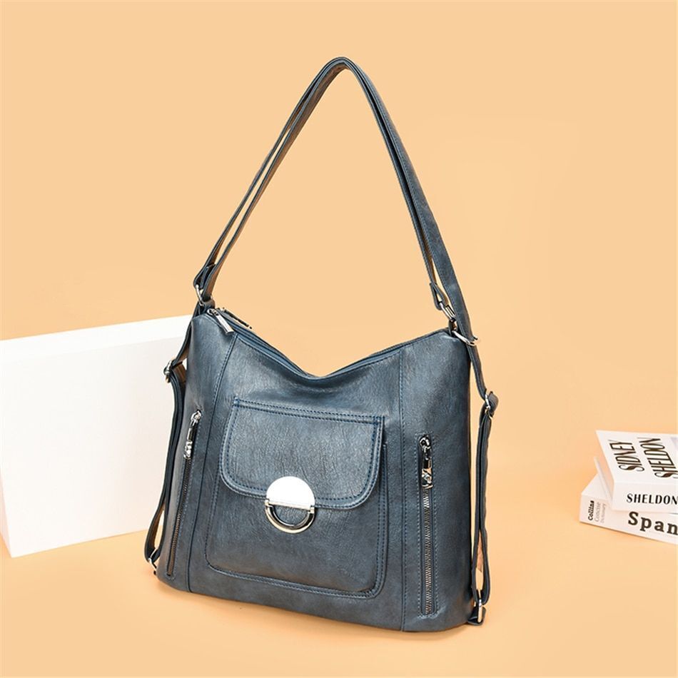 Genuine Leather Handbag Multifunction Shoulder Bag Travel Backpack Crossbody 1PC