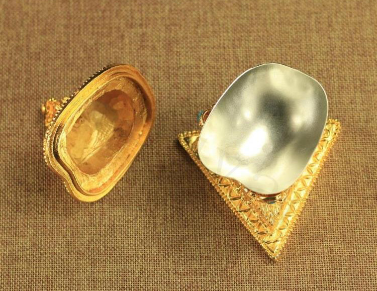 6.5X10CM TIBETAN New TANRA BUDDHISM ALTAR BLESSED GOLD GILT Gabbra KAPALA