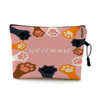 Cats Footprints Cosmetic Bag Cases Makeup Organizer Bag Traveling Polyester 1 PC