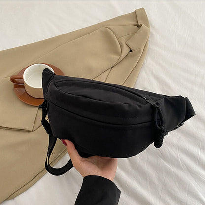 Canvas Shoulder Crossbody Bag Solid Color Chest Bag Sport Underarm Bag Simple