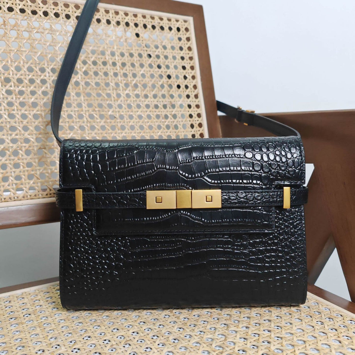 Real Leather Flap Small Purse Briefcase Handbag Shoulder Bag Clutch Fashion