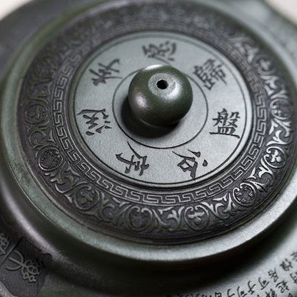 Yixing Original Green Clay Purple Sand Tea Pot Handmade Flat Round Kungfu Teapot