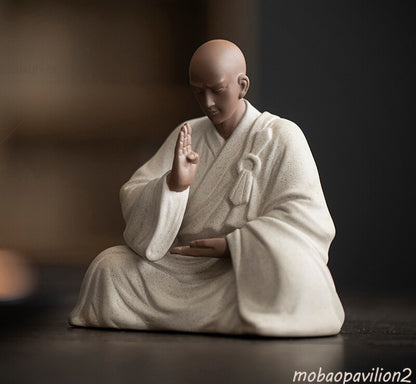 Collected Chinese Porcelain Monk Statue Buddha Buddhism Zen Figure Home Decor