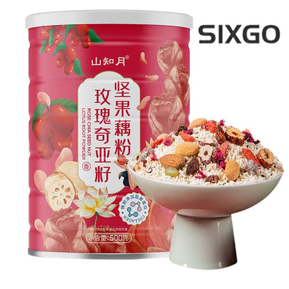 Rose Chia Seeds & Nuts Lotus Root Soup,Chinese Lotus Root Soup Powder 500g