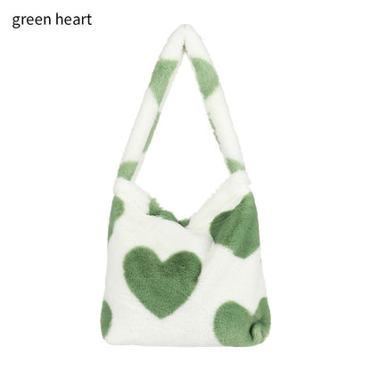 1pc Women Girls Fluffy Shoulder Bag Top-handle Bag Female Autumn Winter Handbag