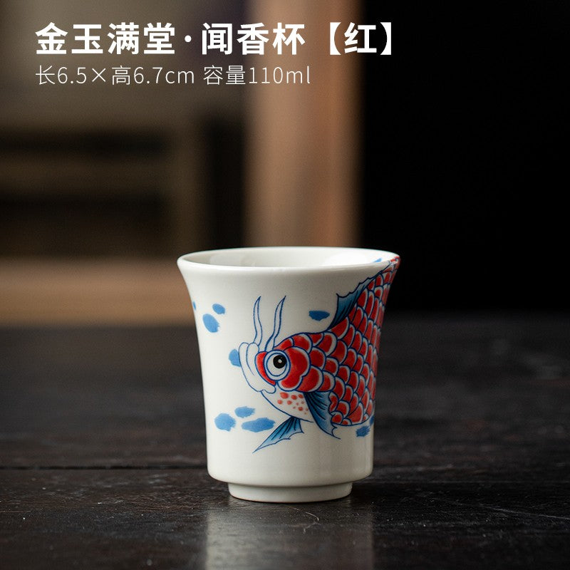 Dragon Fish Cup Single Cup Wood Ash Ceramic Paired Cup Household Tea Cup Tea Set