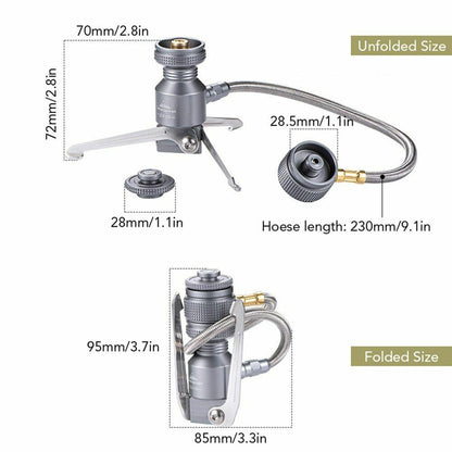 Butane Canister Adapter Camping Gas Canister Collapsible Stove Connector Copper