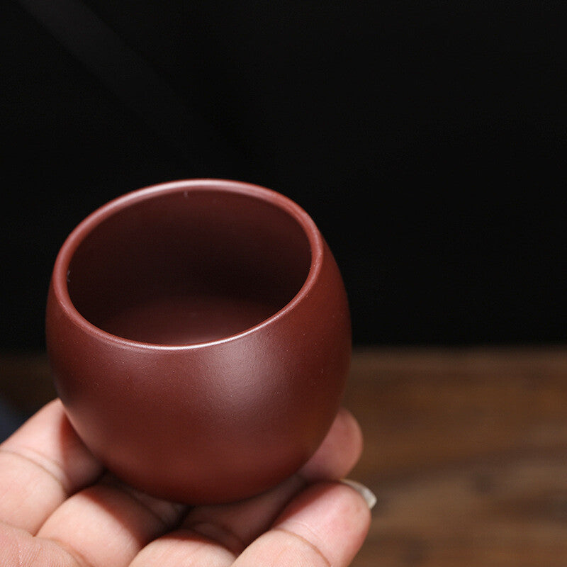 China Yixing Zisha Pottery Purple Zhu Clay Handmade 80cc Mesh Cup