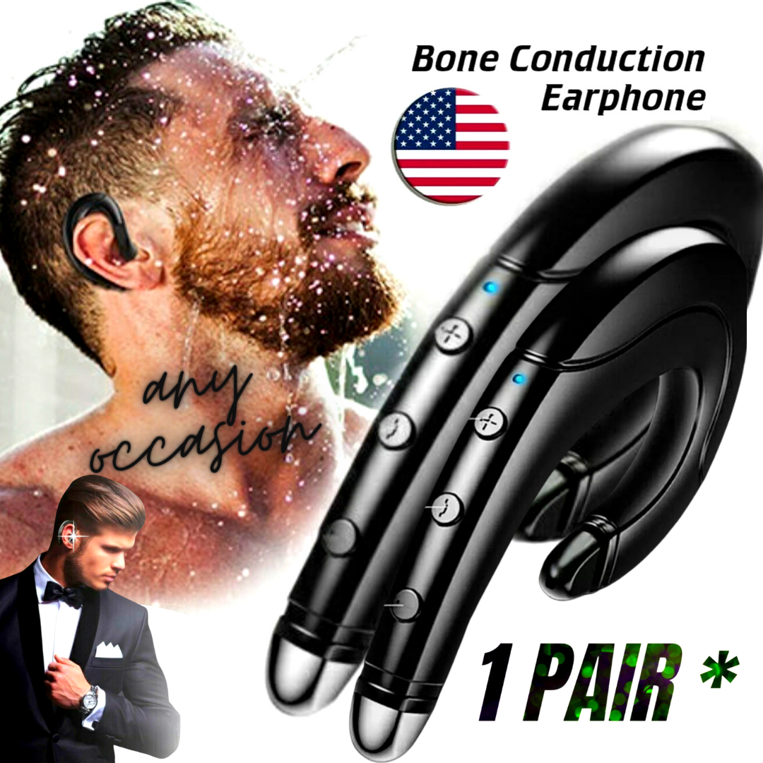 1Pair Bone Conduction Headset Bluetooth 5.0 Wireless Sport Ear Hook Headphones