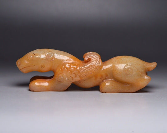 Chinese Antique Hetian Jade Carving Beast Statue Wonderful Art Work Collections