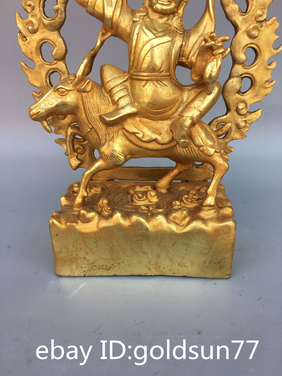 9.0“old Tibet Tibetan Buddhism Bronze Gilt Vajra Dharma Protection Buddha Statue